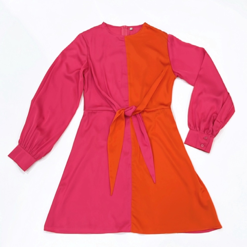 Hot Pink & Orange Two-Toned Women’s Dress